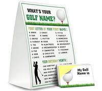 Décoration de fête de golf, 5 × 7 What is Your Golf Name Game, parfait pour les activités de fête d'anniversaire, 1 panneau debout + 30 autocollants