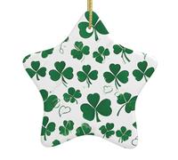 Décoration de fête de Noël en céramique à suspendre en forme d'étoile avec inscription « Happy St Patrick » pour rassemblements de famille.