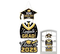 Décoration de fête de remise de diplôme | Cintre de porte 2025, décoration saisonnière en bois pour porche, porte d'entrée, cour, école, dortoir, toile de fond photo