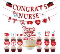 Décoration de fête de remise de diplôme pour infirmière, bannière de félicitations pour infirmières et médecins Rouge pailleté