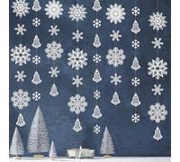 Décoration de fête en flocon de neige Blanc pailleté Grands flocons de neige et cloches suspendus Papier Guirlandes Pour l'hiver au pays des merveilles Noël Anniversaire décor de fenêtre de mur maison