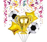 Décoration De Fête Football Ballon,Ballon Gonflable Trophée,Ballons En Aluminium,Deco Anniversaire Foot,Football Ballon Trophée Deco,Trophée Champion,Fournitures De Fête,5Pcs