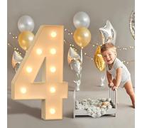 Décoration de fête - Grand numéro lumineux à DEL - 1,2 m - Pour maison, fête, bar, mariage, festival, anniversaire, cadeaux de Noël - Numéro 4