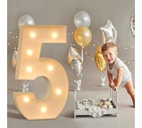 Décoration de fête - Grand numéro lumineux à DEL - 1,2 m - Pour maison, fête, bar, mariage, festival, anniversaire, cadeaux de Noël - Numéro 5