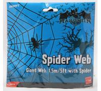 Décoration de fête Halloween toile d'araignée noire 1,50m