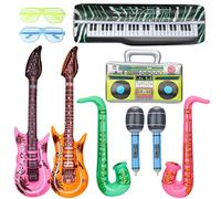 Décoration de fête Rock Star - Instrument de musique gonflable - Ballons pour photo, guitare, saxophone et microphone - Ballons musicaux - Accessoires de décoration