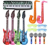 Décoration de fête Rock Star - Instrument de musique gonflable - Ballons pour photo, guitare, saxophone et microphone - Ballons musicaux - Accessoires de décoration