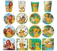 Décoration de fête roi Lion Simba, vaisselle, tasse, assiette, serviette, ballon de fond, décor de fête d'anniversaire pour enfants, fournitures de réception-cadeau pour bébé, nouvelle collection 20 s