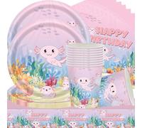Décoration de fête sous la mer,Vaisselle de Fête Océan Anniversaire,Under The Sea Party Supplies,61PCS Animaux Vaisselle Papier Set Animaux de l'océan Assiettes Fournitures de fête sous