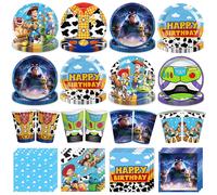 Décoration de fête sur le thème de Toy Story, vaisselle Buzz Lightyear, ballons, gobelets en papier, assiettes, sacs cadeaux, toile de fond, autocollants, cadeaux pour enfants, fête prénatale 10pcs Cu