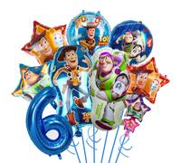 Décoration de fête Toy Story, vaisselle Buzz Lightyear, ballons, gobelets en papier, assiettes, sac cadeau, toile de fond, autocollants, cadeaux pour enfants, baby shower 8pcs Balloon-5