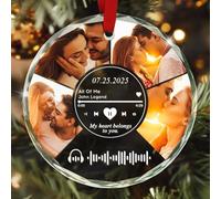 Décoration de fiançailles 2025 personnalisée avec nom et date, souvenir en verre floral personnalisé pour les couples nouvellement fiancés, cadeau de premier Noël
