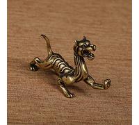 Décoration de figurine Fengshui en laiton, ornements de bêtes divines chinoises, dragon vert, tigre blanc, oiseau vermillon, tortue noire, mini figurines Feng Shui en cuivre, tigre blanc 7,7 x 4,5 cm(