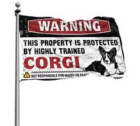 Décoration de garage pour homme avec inscription « Warning This Property Is Protected By A Highly Trained Corgi Flag Cool Poster Flags For Guys » (152 x 244 cm)