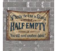 Décoration de garage pour homme avec le verre à moitié plein ou vide, vous avez toujours besoin d'une tapisserie décorative de porte de chambre à coucher, décoration esthétique (75 x 100 cm)