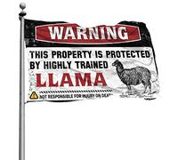 Décoration de garage pour homme Avertissement que cette propriété est protégée par un drapeau lama hautement qualifié - Drapeaux de jardin amusants pour caverne d'homme (120 x 180 cm)