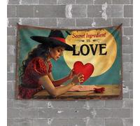 Décoration de garage pour homme Love As The Secret Ingredient: Un voyage de sorcière fantaisiste Tapisserie Décoration de porte de chambre à coucher Décoration esthétique (75 x 100 cm)