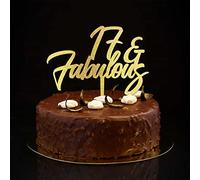 Décoration de gâteau 17 ans et fabuleuse 17e anniversaire, prénom personnalisé, pour tout âge, dix-sept et 17 ans, cadeau d'anniversaire pour garçons et filles, or pailleté 6