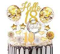 Décoration de gâteau 18e anniversaire pour garçon fille, 20 pièces de décoration de gâteau dorées avec bougies d'anniversaire, pour décoration de gâteau d'anniversaire 18 ans