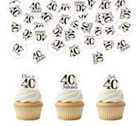 Décoration de Gâteau 40ans,Decoration Gateau Anniversaire 40 Ans,Cupcake Topper 40th,Décorations de Cupcake pour Homme Femme Anniversaire Fête