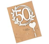 Décoration de gâteau 50e anniversaire femme homme décoration de gâteau 50e anniversaire en bois Happy 50th Birthday décoration de gâteau d'anniversaire pour 50e anniversaire femme homme décoration de