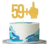 Décoration de gâteau à paillettes dorées pour 60e anniversaire, 59 + 1 doigt d'honneur sur un seul côté, fournitures de décoration de fête d'anniversaire à thème « Cheer to 60 ans »