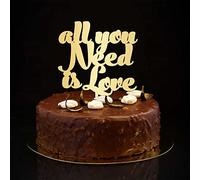 Décoration de gâteau « All You Need Is Love » « Mr & Mrs » - Silhouette romantique - Marié et marié - Pour mariage, fiançailles, fête prénuptiale - Cadeau pour lui/elle - Doré - 15,2 cm