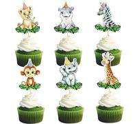 Décoration de Gâteau Animaux de la Jungle 24Pièces Jungle Animal Cake Topper,Jungle Safari Animaux Décoration De Gâteau Toppers De Gâteau d’Animaux De Jungle Pour Enfants (Animaux de la Forêt)