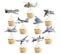 Décoration de Gâteau Anniversaire Avion，18 Pièces Thème Avion Militaire et Chasseur Aéronautique pour Anniversaire Enfant，Cake decoration，Décoration de Gâteau de Fête，Cupcakes