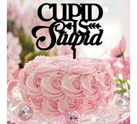 Décoration de gâteau avec citation « Cupid Is Stupid » Mr & Mrs - Décoration de gâteau élégante pour enterrement de vie de jeune fille - En acrylique noir