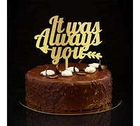 Décoration de gâteau avec citation « It Was Always You » Mr & Mrs - Dorée - À paillettes - Personnalisable - Décoration de gâteau de mariage - Mariée et marié - Pour fiançailles, future mariée