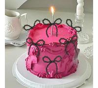 décoration de gâteau avec nœud en perle décor de gâteau avec nœud noir décor de gâteau d'anniversaire avec nœud décorations d'anniversaire avec nœud pour les célibataires décorations de fête avec nœud