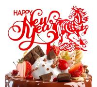 Décoration de Gâteau Bonne Année 2026,Accessoire d'Anniversaire en Acrylique 2D Signe du Cheval - Décorations pour Gâteaux de Fêtes | Pour Anniversaire Boulangeries Pâtissiers Maison Événements Réunio