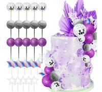 Décoration de gâteau boule disco | Décorations de gâteaux des années 80 Boules de gâteau en argent(Purple)