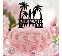 Décoration de gâteau « Couple gay » « Mr & Mr Tropical » - Arbre avec mariés et rendez-vous gays - Nom de deux mariés - Égalité - Nuptial Birthday - Cadeaux personnalisés pour homme et femme