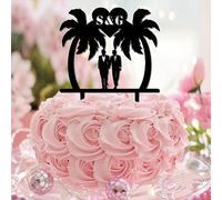 Décoration de gâteau couple gay Mr & Mr Tropical LGBT Mariage Union Cupcake Toppers Nom Deux mariés Mariage Égalité Graduation Nuptial Food Picks Décorations de gâteaux Cadeaux amusants pour enfants