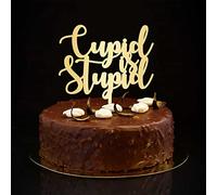 Décoration de gâteau Cupid Is Stupid Mr and Mrs rustique pour gâteau de mariage, fiançailles, silhouette dorée personnalisée, pour fête de mariage, cadeaux d'enterrement de vie de jeune fille, 15,2 cm