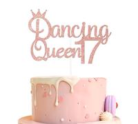 Décoration de gâteau « Dancing Girl 17 » « Young & Sweet Only 17 » - Décorations de gâteau d'anniversaire « Happy Girls » - Paillettes or rose