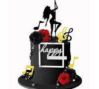 Décoration de gâteau Dancing Goddess - Décoration de gâteau pour femme - Note de musique pailletée - Décoration de gâteau tendance pour fille - Accessoire de décoration d'anniversaire de qualité