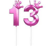 Décoration de gâteau d'anniversaire 13 bougies violettes avec chiffre couronne 3D pour filles
