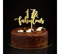 Décoration de gâteau d'anniversaire 17 ans et fabuleux avec nom personnalisable pour n'importe quel numéro d'âge, dix-sept et 17 ans, 17e anniversaire de mariage, cadeaux d'anniversaire pour t-shirts