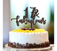 Décoration de gâteau d'anniversaire 17 & Fabulous - Personnalisable - Nom de n'importe quel âge - Pour dix-sept et 17 ans - Décoration de fête d'anniversaire - Cadeau souvenir pour enfants, garçons et