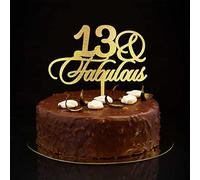 Décoration de gâteau d'anniversaire à paillettes dorées pour 13e anniversaire 13 et Fabulous Treize 13 ans - Personnalisable avec n'importe quel numéro d'âge, 13e anniversaire de mariage, cadeau