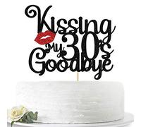 Décoration de gâteau d'anniversaire à paillettes « Happy 40th Birthday » « Cheers to 40 Years » (noir et rouge)