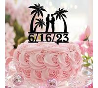 Décoration de gâteau d'anniversaire couple gay Mr & Mr Tropical Happy Birthday Tree with Grooms Date Gays Gays Topper for Anniversary Baby Shower Cake Supplies Décorations élégantes décoratives Nom