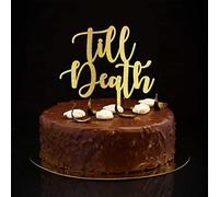 Décoration de gâteau d'anniversaire de mariage avec citation « Till Death » Mr & Mrs - Personnalisable - Pour anniversaire de mariage - Cadeau pour lui/elle - Paillettes dorées