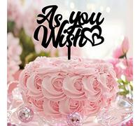 Décoration de gâteau d'anniversaire de mariage personnalisable « As You Wish » - En acrylique noir - Pour mariage et marié