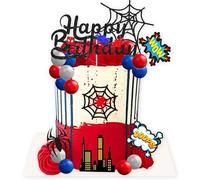 Décoration de gâteau d'anniversaire de super-héros - Décoration de gâteau d'araignée - Fête d'anniversaire