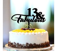 Décoration de gâteau d'anniversaire en acrylique noir pour 13e anniversaire 13 et Fabulous Treize 13 ans - Personnalisable avec n'importe quel numéro d'âge, cadeau d'anniversaire pour la famille et