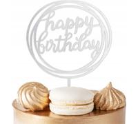 Décoration De Gâteau D'anniversaire En Argent Rond Pour Fête D'anniversaire